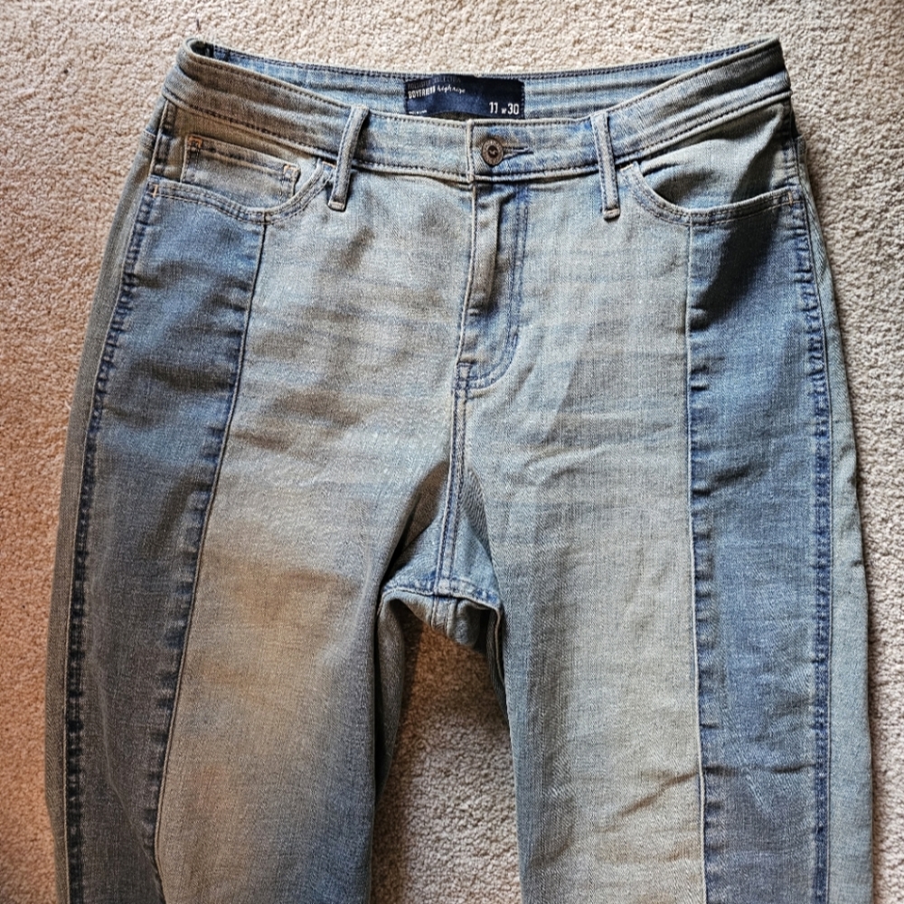 Hollister Two Tone Jeans Cropped 11 x 30 W Denim